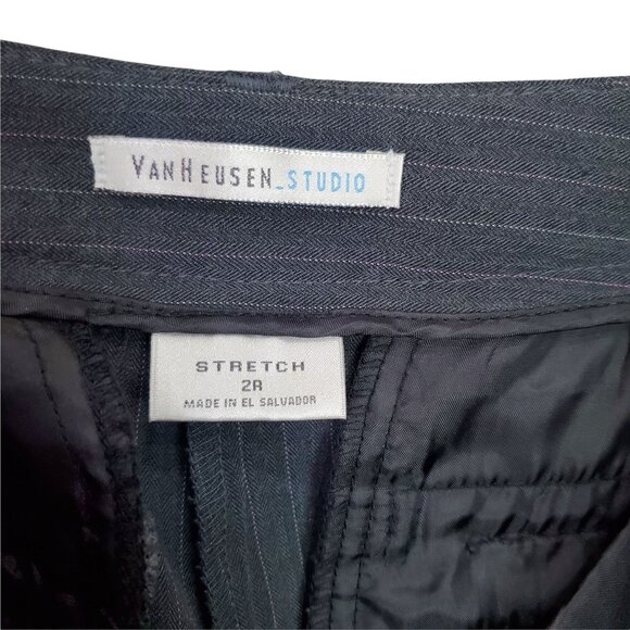 VANHEUSEN Womens Pants 2R Pinstripe Stretchy Gray Pink Mid Rise Office Career - Picture 9 of 11